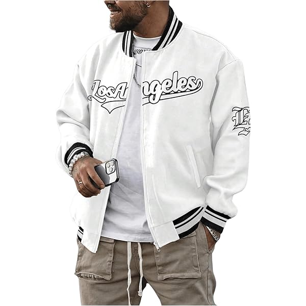 SOLY HUX Men's Varsity Jacket Color Block Letter Graphic Print